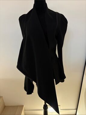 Asymmetrical Black Draped Zip Jacket Small